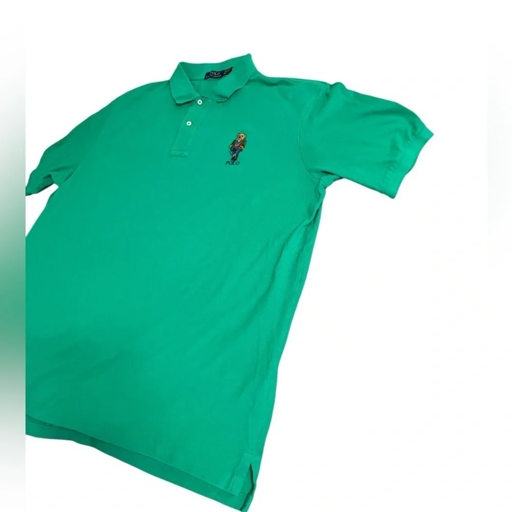 Polo Ralph Lauren Big & Tall Men’s Green Solid Polo Bear Short Sleeve Polo Shirt